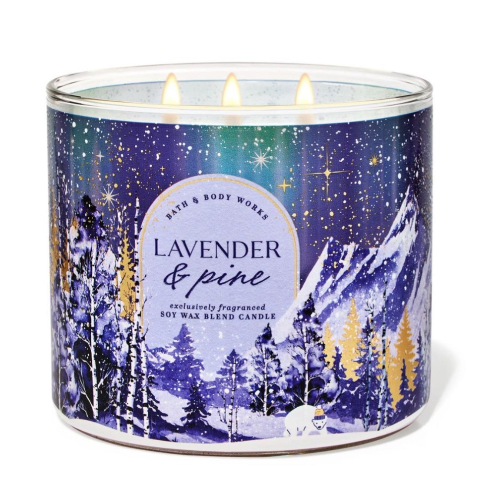 🆕BATH & BODY WORKS 3 WICK CANDLE/LAVENDER & PINE